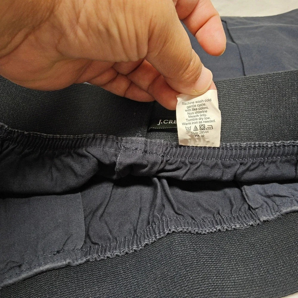 J.Crew Mini Skirt Womens 6 Navy Blue‎ Cotton Elastic Waist Pleated Pockets 28544